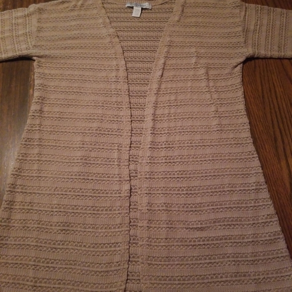 New By Design Crochet Cardigan Sweater, Beige - Picture 2 of 8